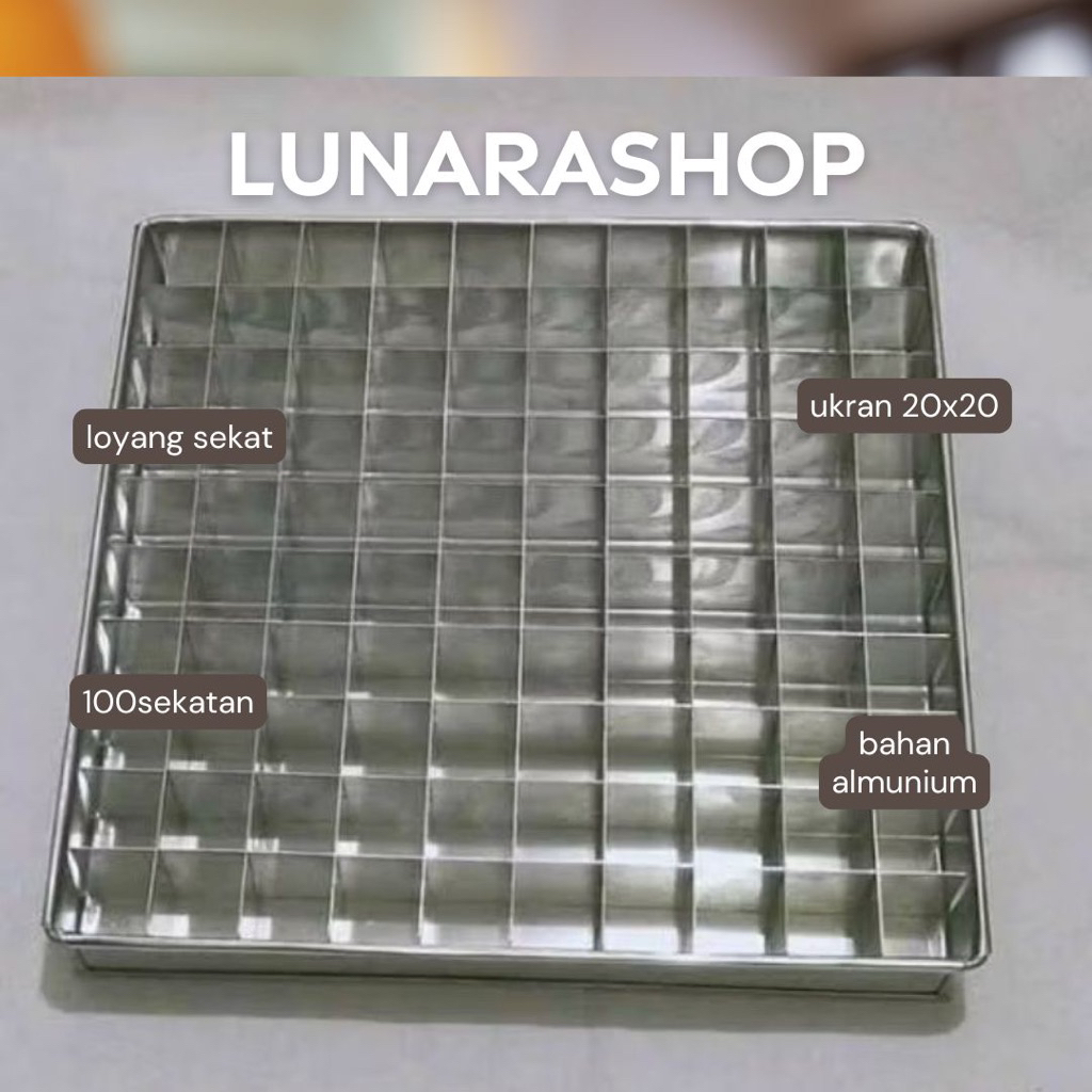 loyang dan sekatan ukran 20x20 sekatan 100 kotak