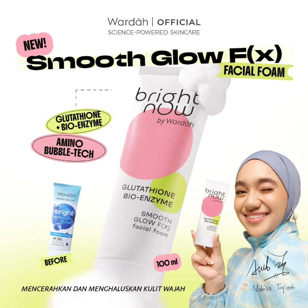 NEW Wardah Perfect Bright Now Glutathione Bio-Enzyme Smooth Glow F(X) Facial Foam -  Facial Wash Unt
