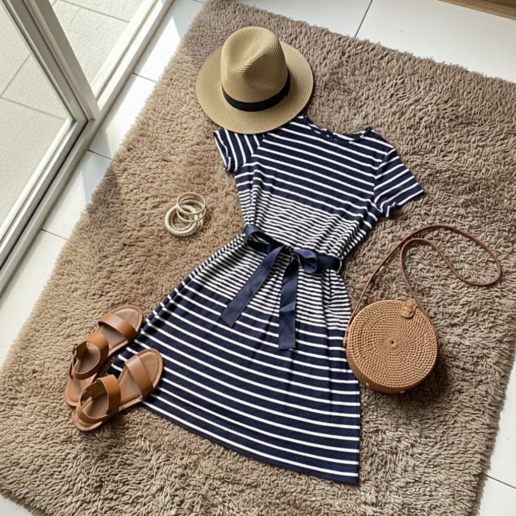 [PRELOVED] Nautical Stripe Ribbon Dress – Simpel & Elegan