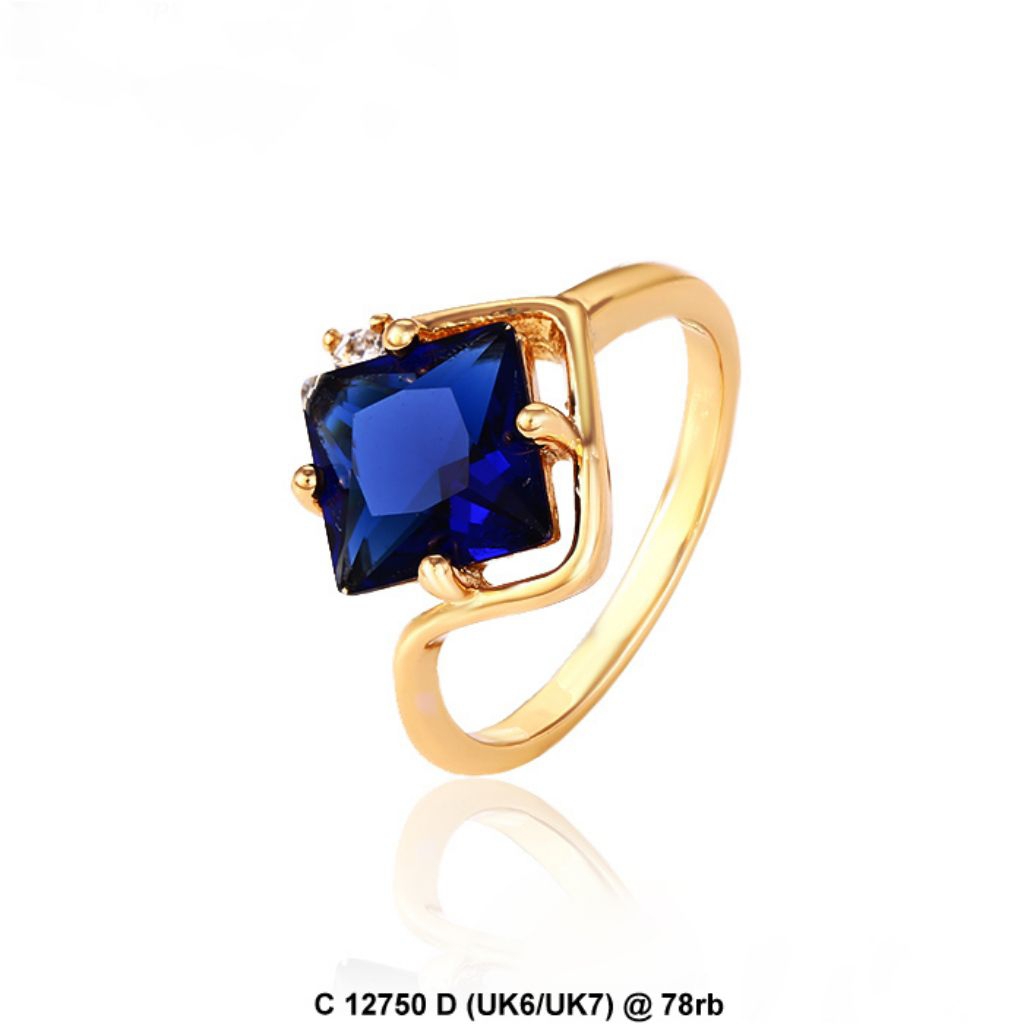 cincin mata biru 12750D xuping gold blue stone ring uk6 size12