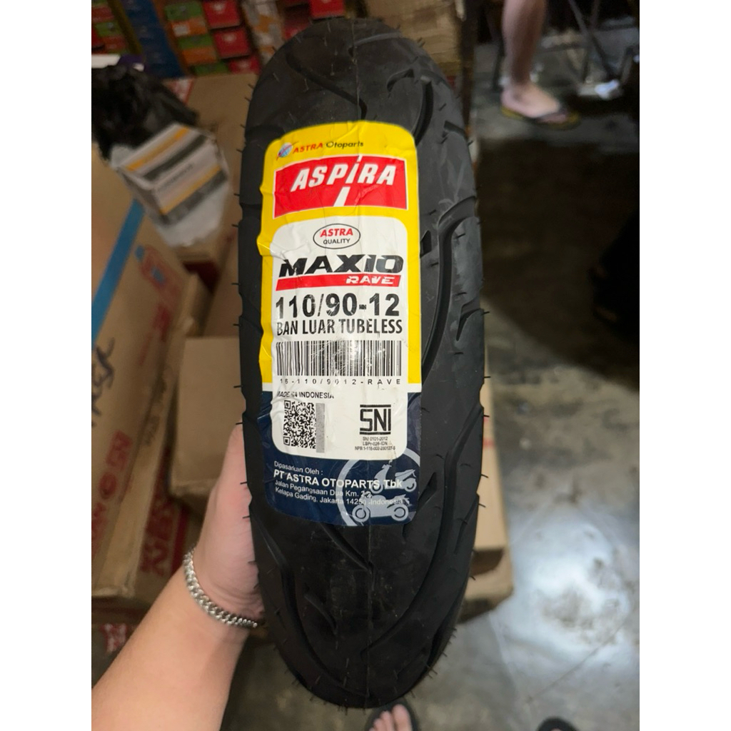 BAN LUAR ASPIRA RAVE RING 12 110/90-12 110 / 90 - 12 COCOK UNTUK BAN BELAKANG SCOOPY RING 12 GENIO B
