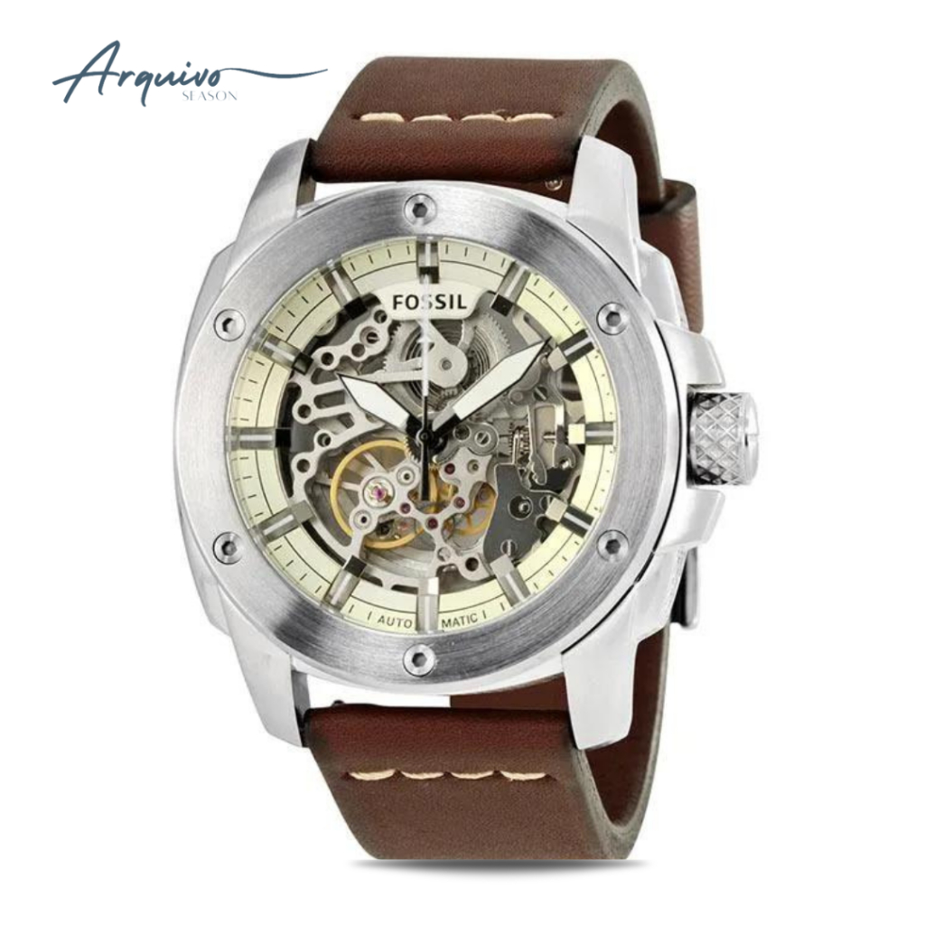 Jam Tangan Pria Fossil Machine Automatic Kulit Brown Sporty Casual Original ME3083