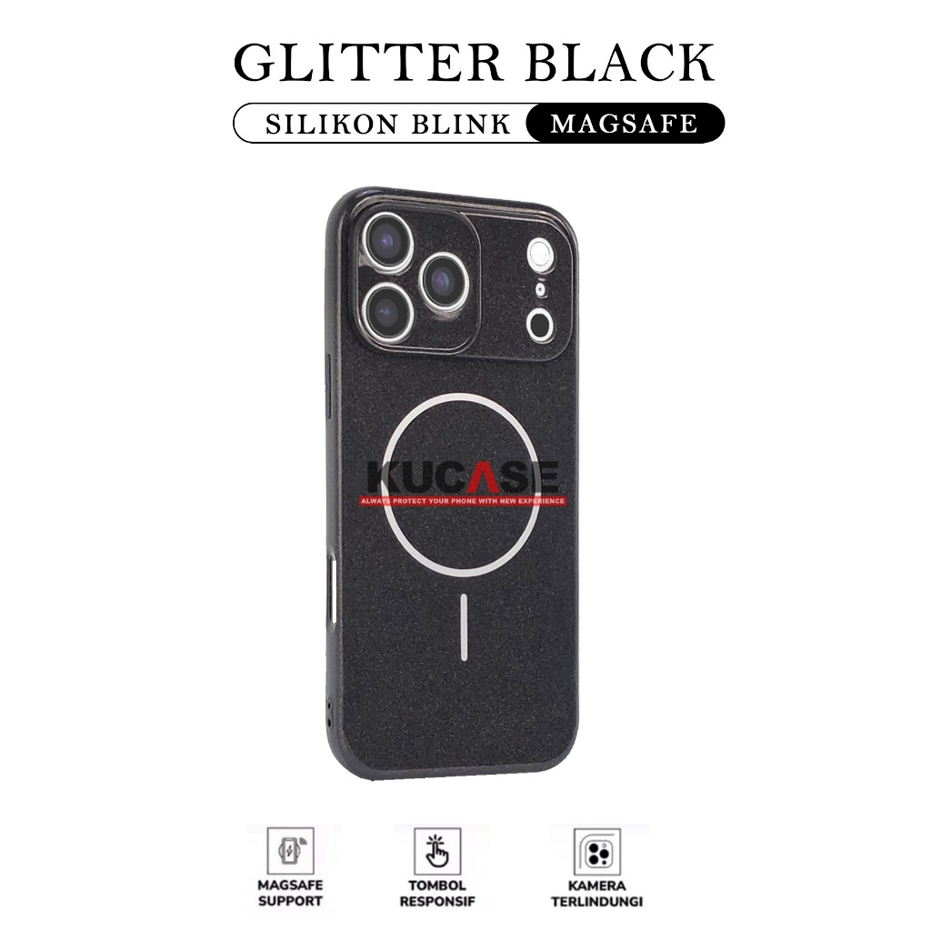 Kucase Case Iphone Magsafe Glossy Black Glitter Blink case for Samsung A13 4G Samsung A14 Samsung A1