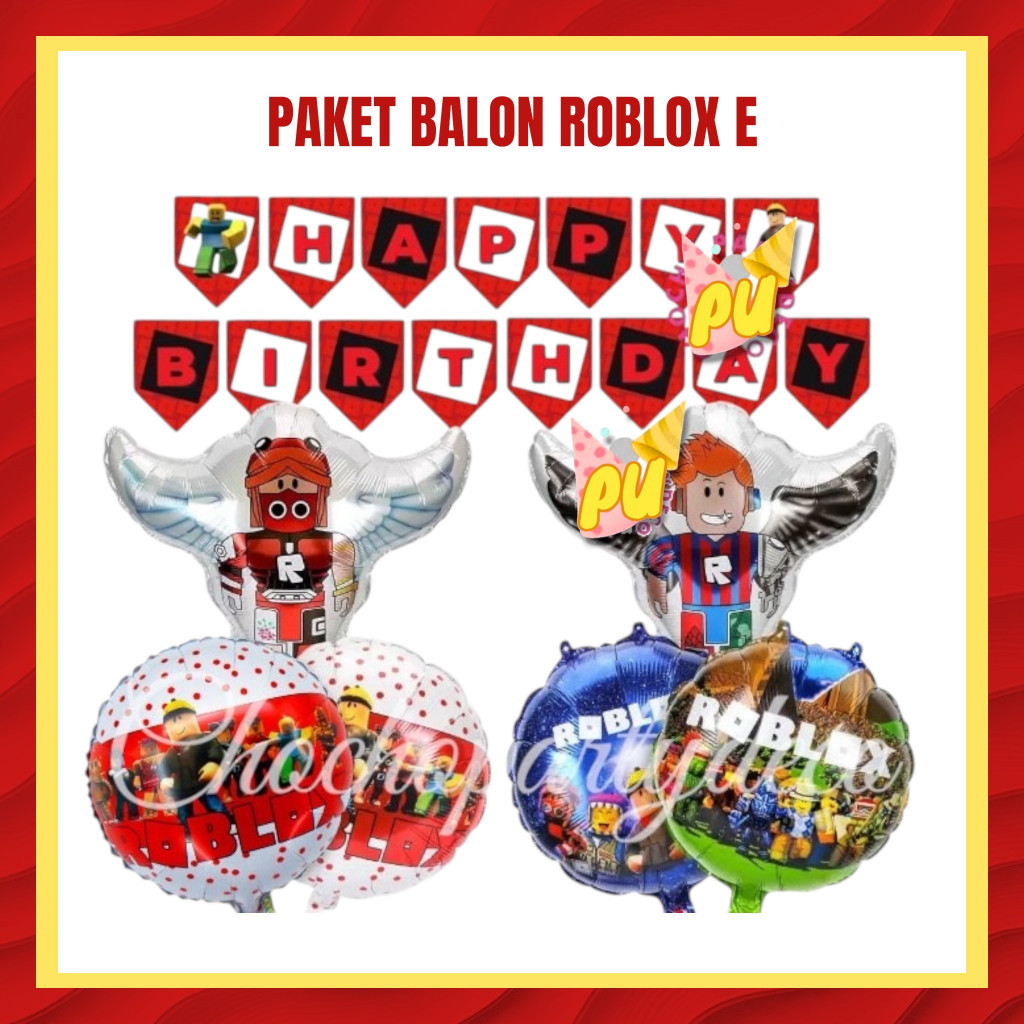 Paket Balon ROBLOX E / Dekorasi Ulang Tahun Roblox / Balon Foil Roblox
