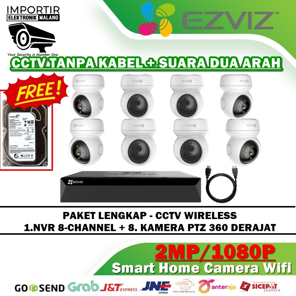 Paket CCTV EZVIZ CS-C6N 2MP kamera Tanpa Kabel