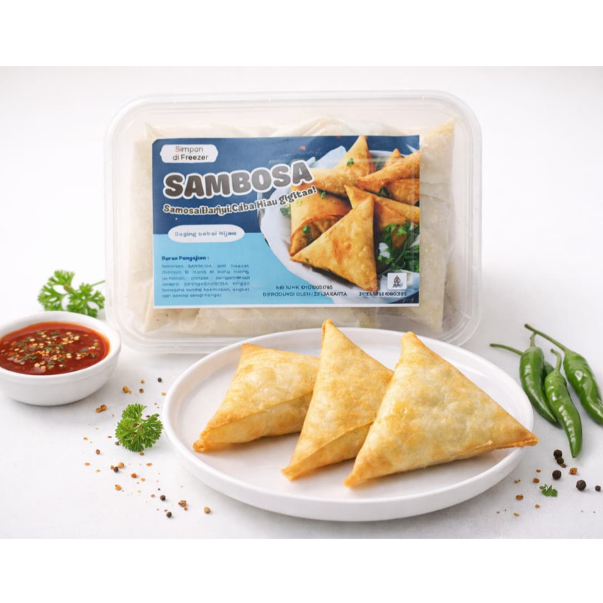 Sambosa daging cabe ijo / samosa ayam kari / sambosa cheese / sambosa mozzarella isi 8pcs frozen