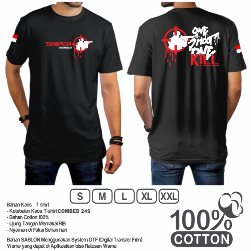 Kaos SNIPER terbaru Cotton Combed 24S 100%Street Style Multiwarna M-XXL