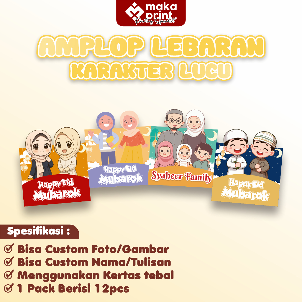 MakaPrint amplop lebaran lipat tanpa lem custom amplop lebaran lipat lucu custom gambar dan tulisan