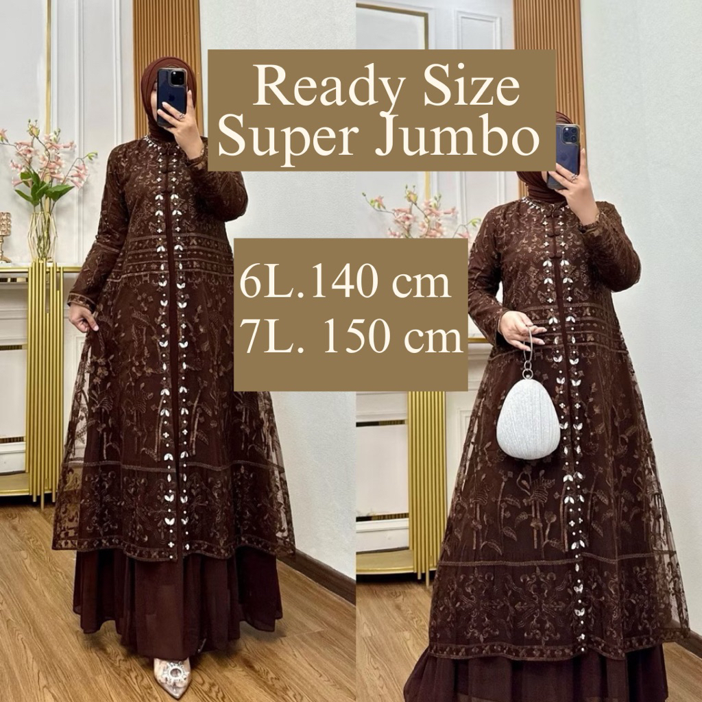Haliza JUMBO | Dress Kondangan busui Gamis Mahogany coklat tua gamis mahogani dress