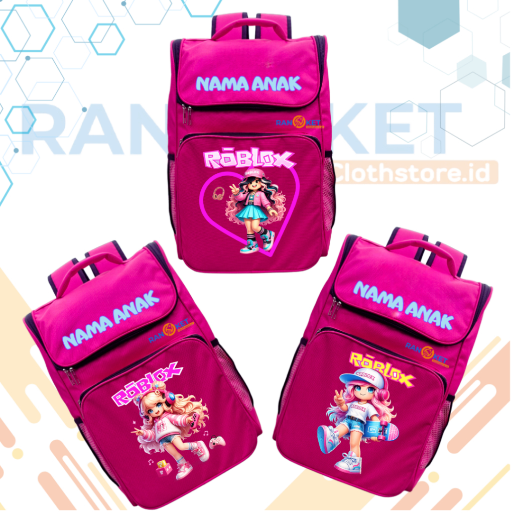 Tas Ransel Sekolah Anak TK/SD Roblox Perempuan I Tas Sekolah Anak SD/TK Roblox Terbaru [ Free Nama ]