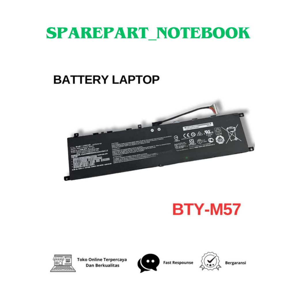 Baterai Laptop BTY-M57 Laptop Battery For MSi GP66 GP76 MS-17K3 Leopard 10UG Series Notebook