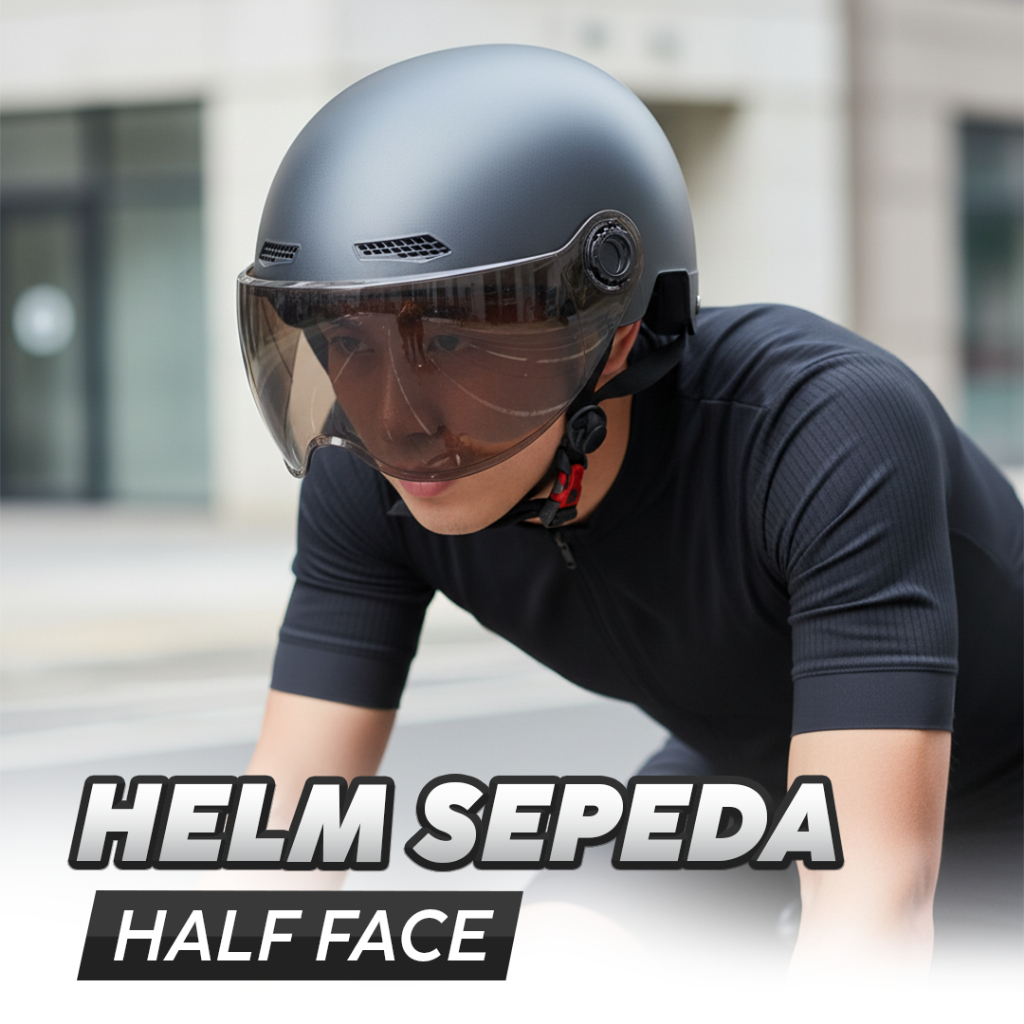 Satu Toko Ajaa - Lamgool Helm Sepeda Skuter Retro Motorcycle Helmet with Visor - U10