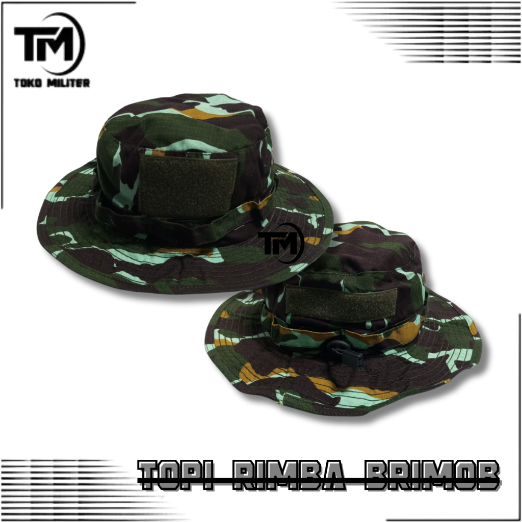 Topi Rimba brimob | Jungle Hat Tactical | Gunung Outdoor | Bucket | Adventure loreng Brimob