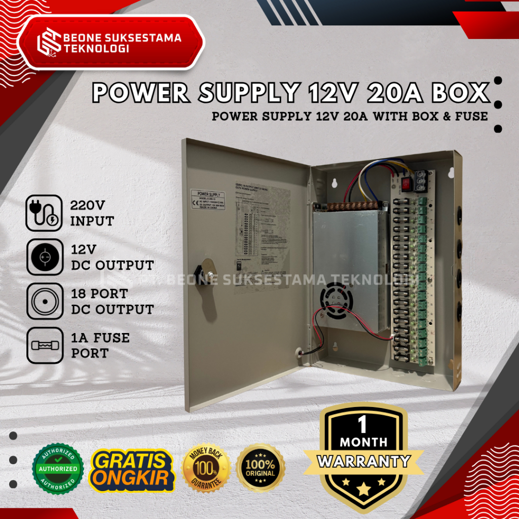 PSU Power Supply CCTV 12V 20A Box -PSU Box CCTV - Bergaransi