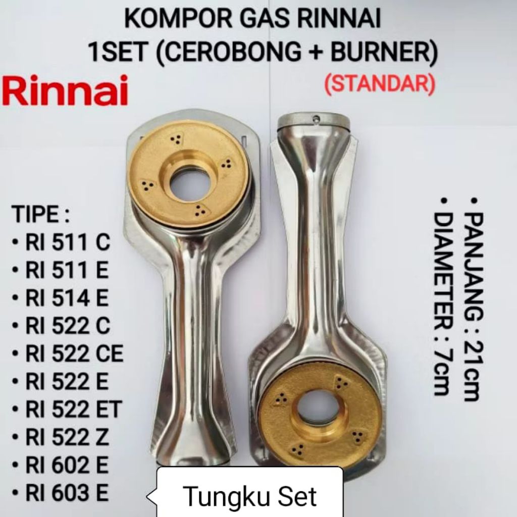 Tungku Kompor Gas Rinnai 1SET ( Cerobong + Burner )