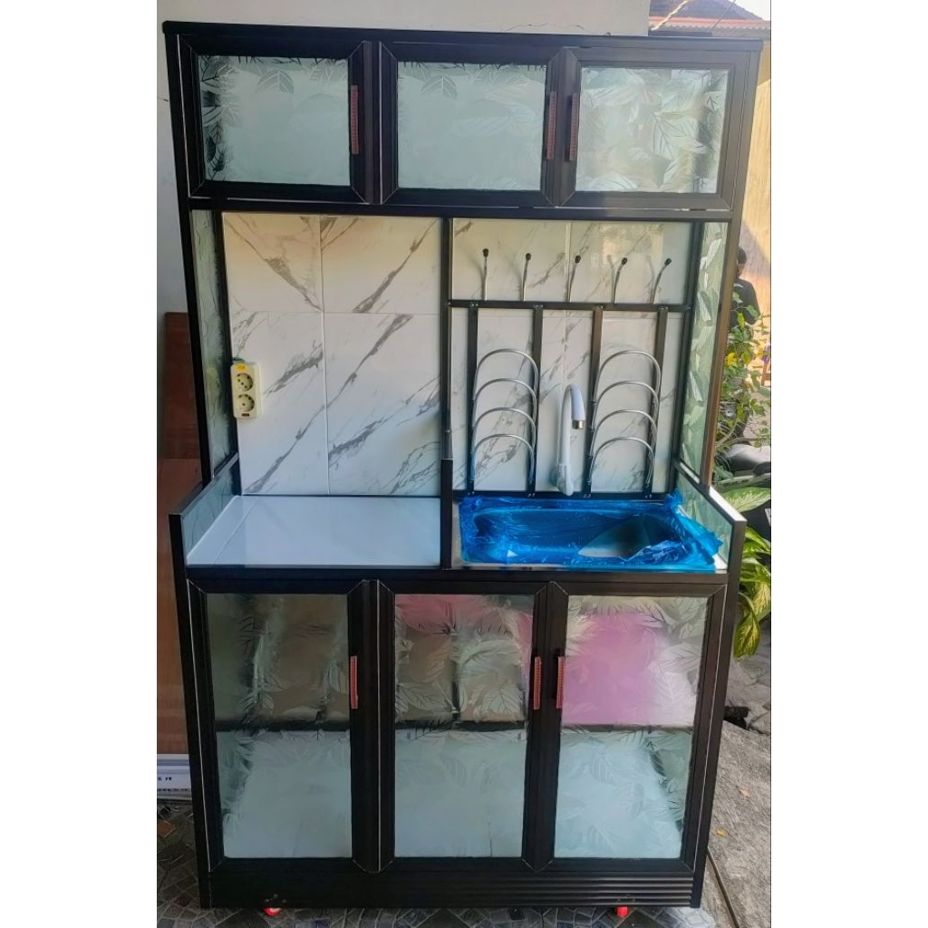 Rak Piring Kaca Wastafel+Meja Kompor