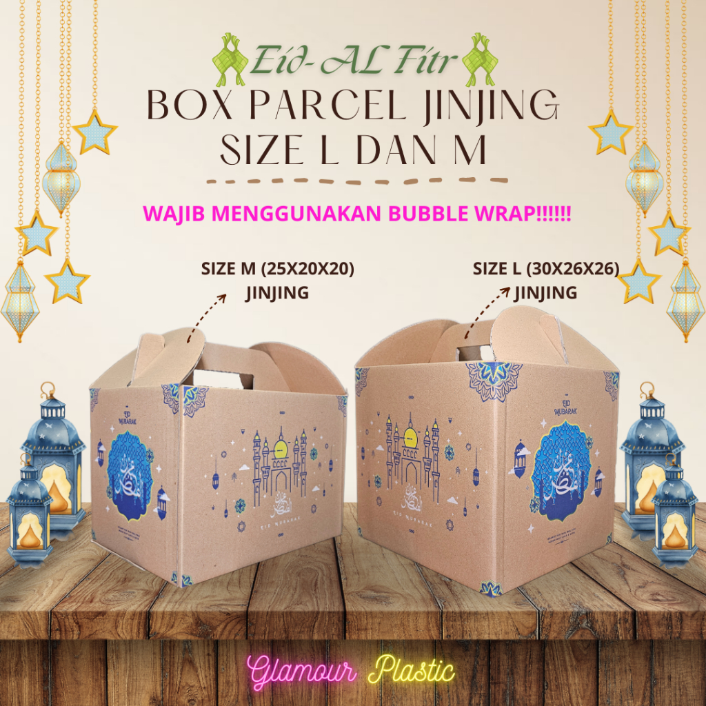 Dus JINJING Parcel Motif Idul Fitri ukuran M (30x20x20) Dan L (30x26x26)/Box Parcel/Kardus
