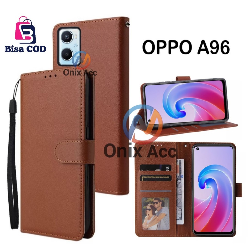 Flip Case OPPO A96 Casing Dompet Wallet Standing