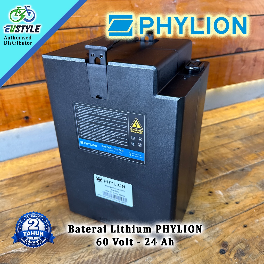Baterai Motor Listrik PHYLION Lithium 60V - 24Ah, Garansi Full Replacement 2 Tahun