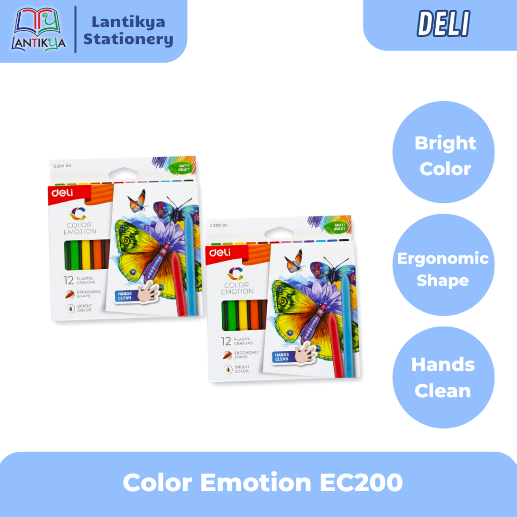 Deli Plastic Crayon EC200 Color Emotion 12 /18 /24 Warna Cerah
