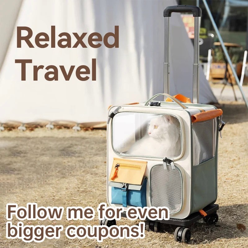 Portabel Tas Hewan Peliharaan Troli Dilepas untuk Kucing Anjing