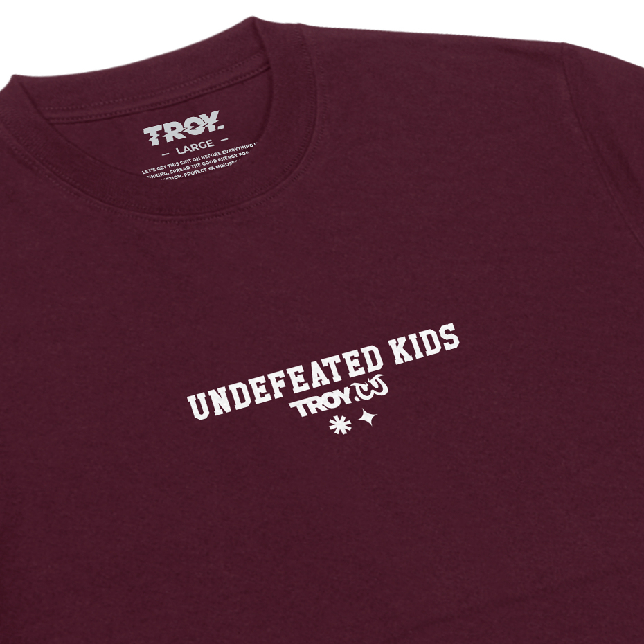Troy Company Tshirt Maroon Undefeated Kids - Kaos Lengan Pendek Kaos Merah Maroon MTD 2928