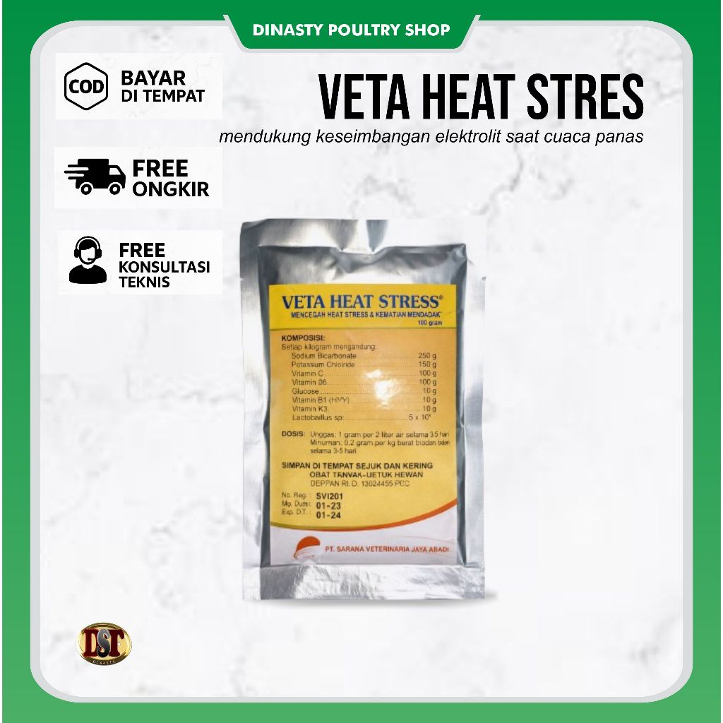Veta Heat Stress 100gr Saveta – Vitamin Anti Stres Panas untuk Ayam Unggas