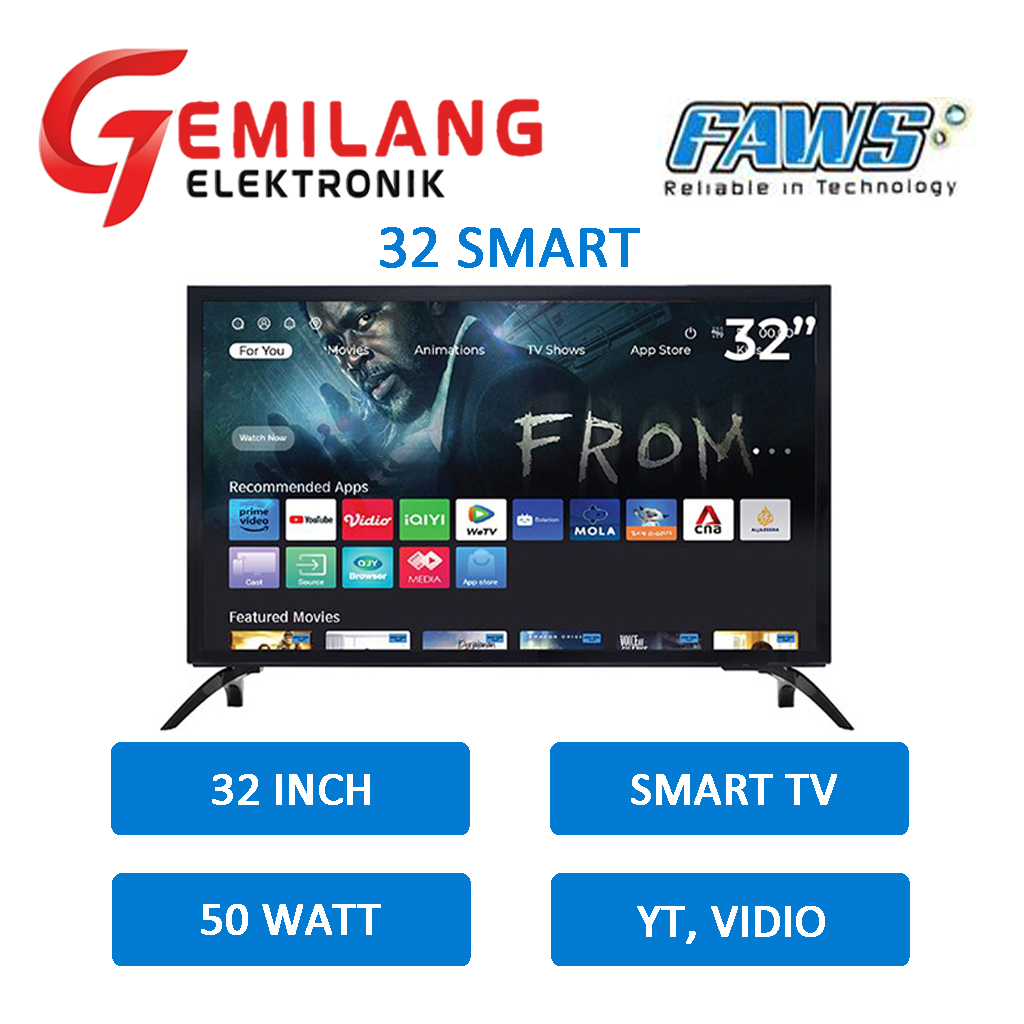 LED TV FAWS 32 INCH SMART TV YOUTUBE WETV VIDIO