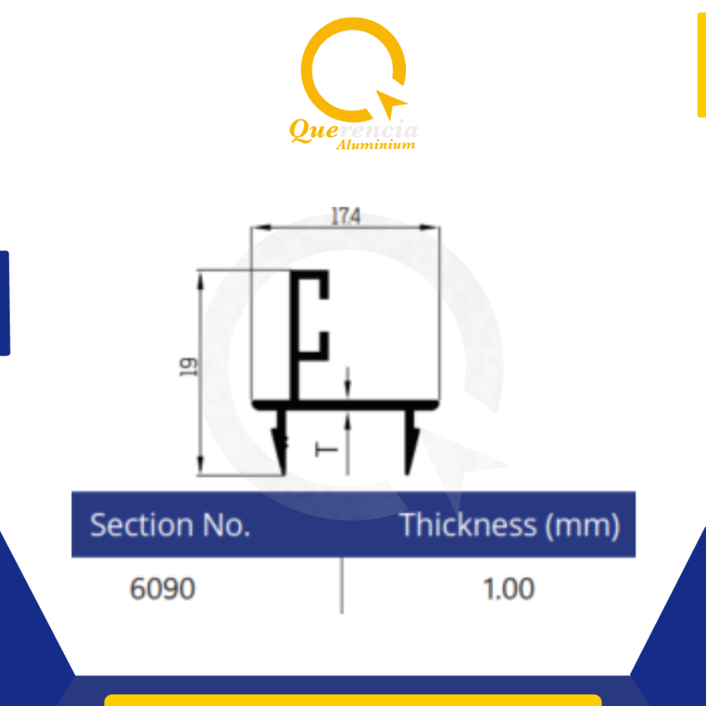Dacon 6090 Aluminium Profile Kusen Bahan Pintu Jendela 3" | Aluminium Batangan 6 Meter | Bahan Bangu