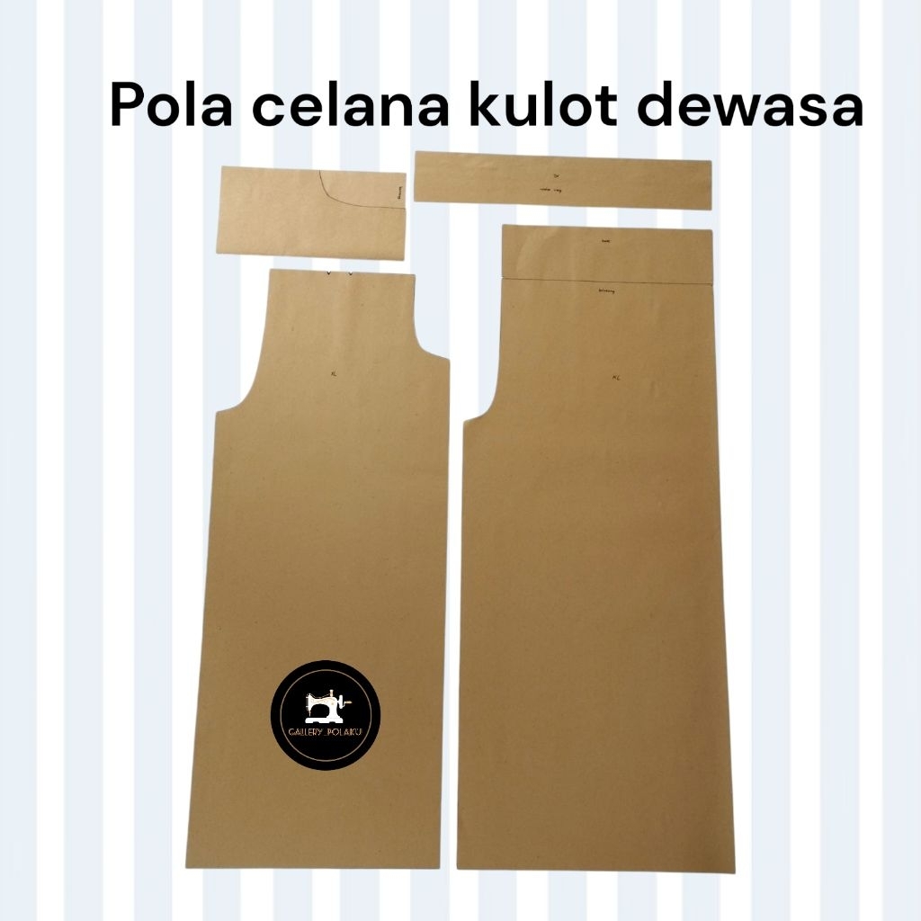 pola celana kulot wanita dewasa,karet belakang(pola instan)