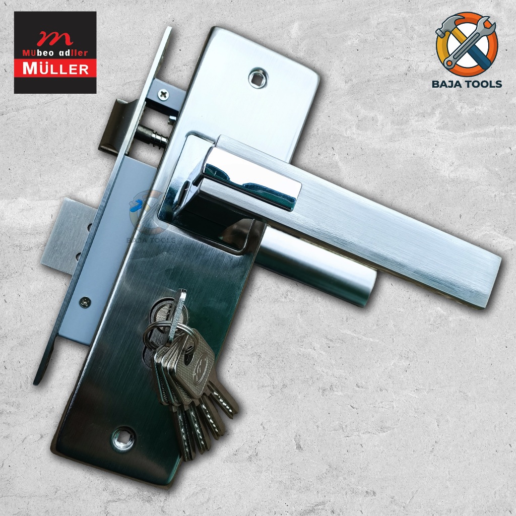 MULLER Kunci Pintu Rumah Set Handle Selot Kamar Tidur Sedang 20 cm Gagang Slot Minimalis Lengkap BJ4