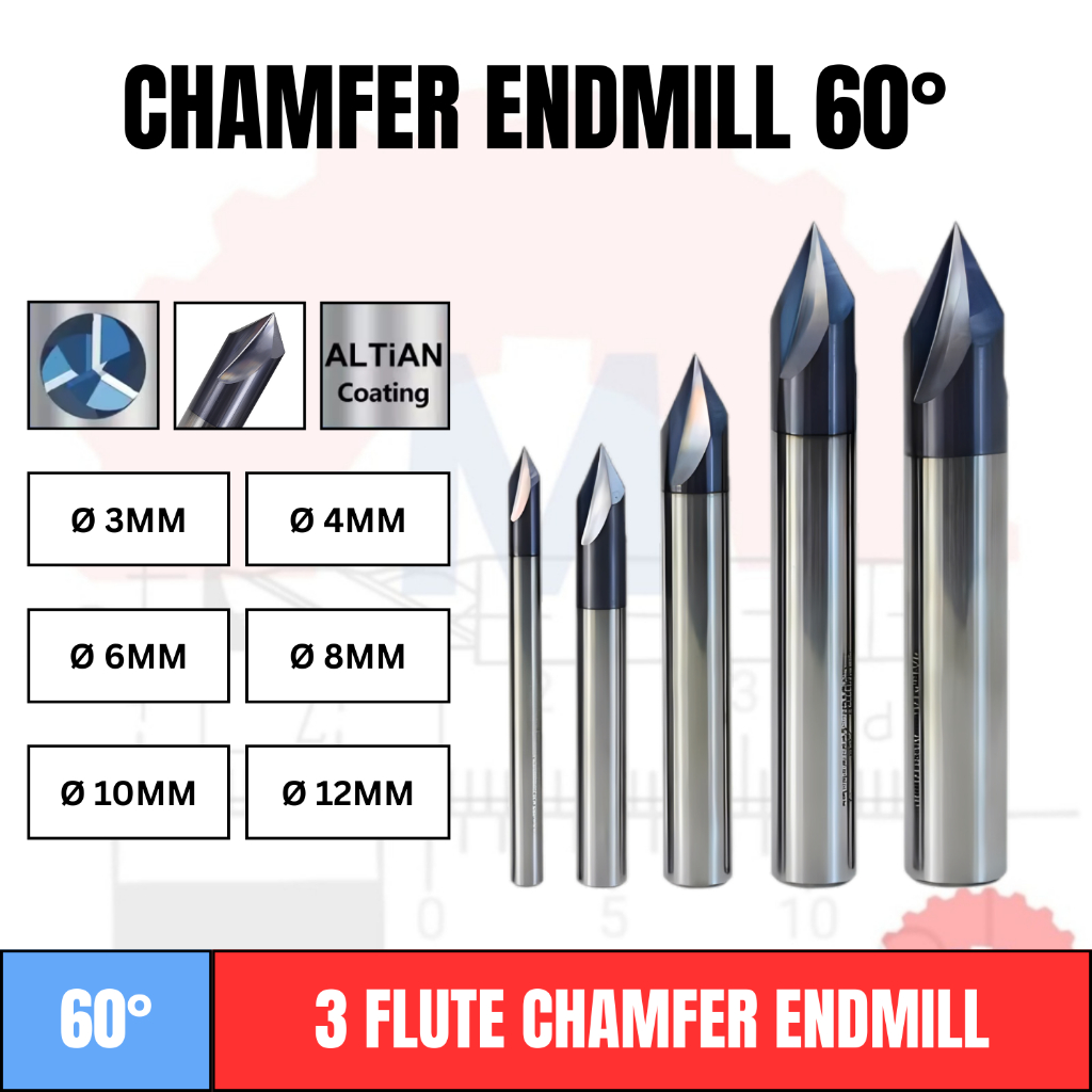 Chamfer endmill 3F 60 derajat lurus V bit Endmill CNC router bits