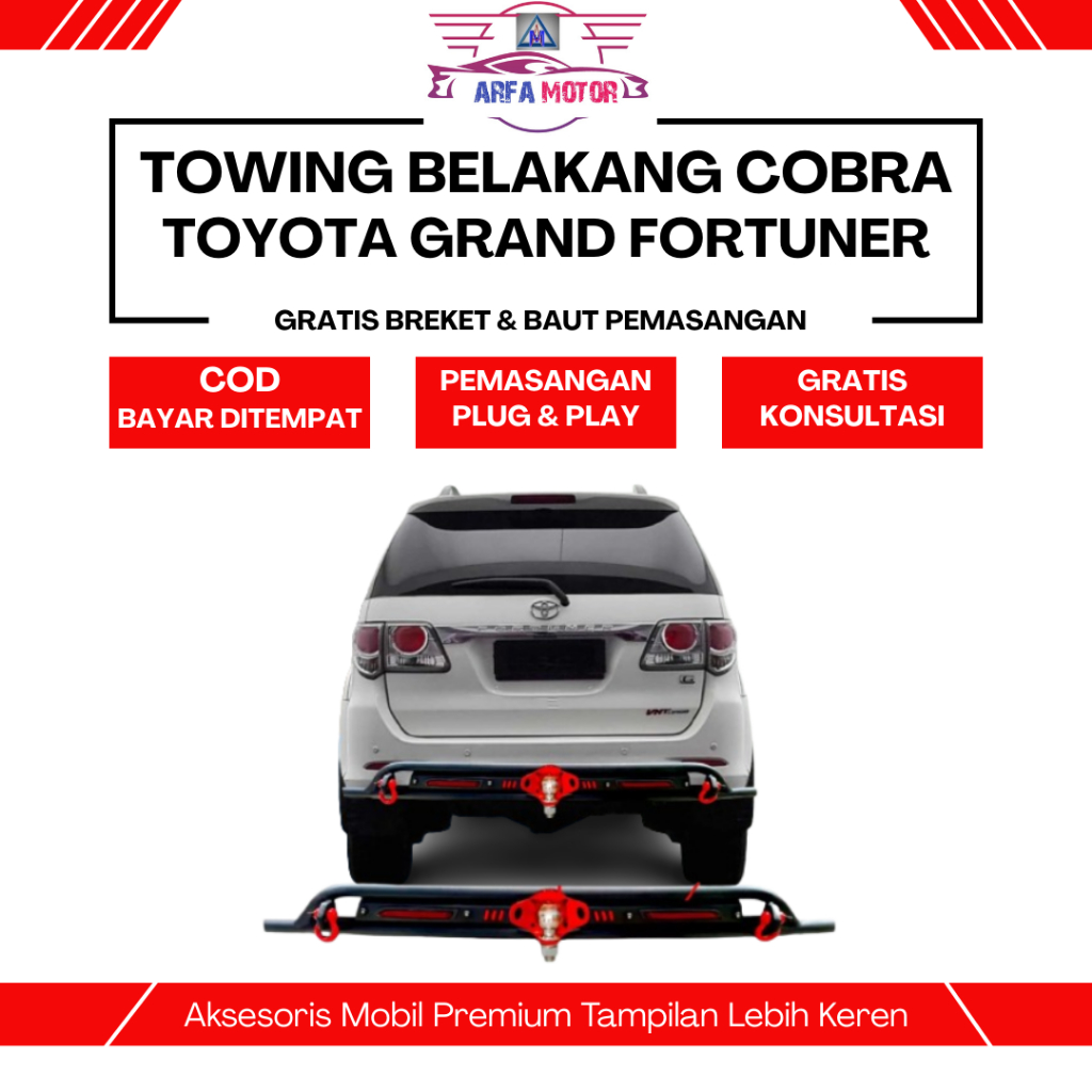 Towing Belakang Fortuner Lama Cobra Bumper Pengaman Pelindung Bemper 2012-2015 Rear Guard Bamper