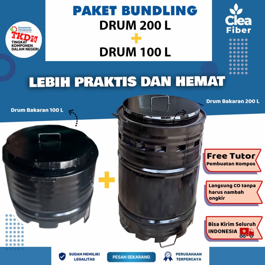 PAKET HEMAT DRUM BAKAR 100 LITER+200 LITER