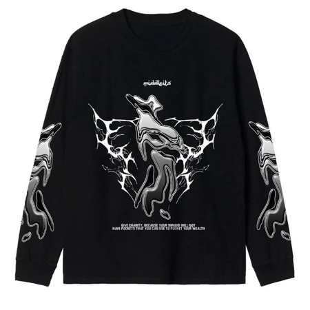 Promo Kaos Middle - Longsleeve Kaos Lengan Panjang | BASIC CHARITY | Kaos Wanita Putih | Kaos pria d