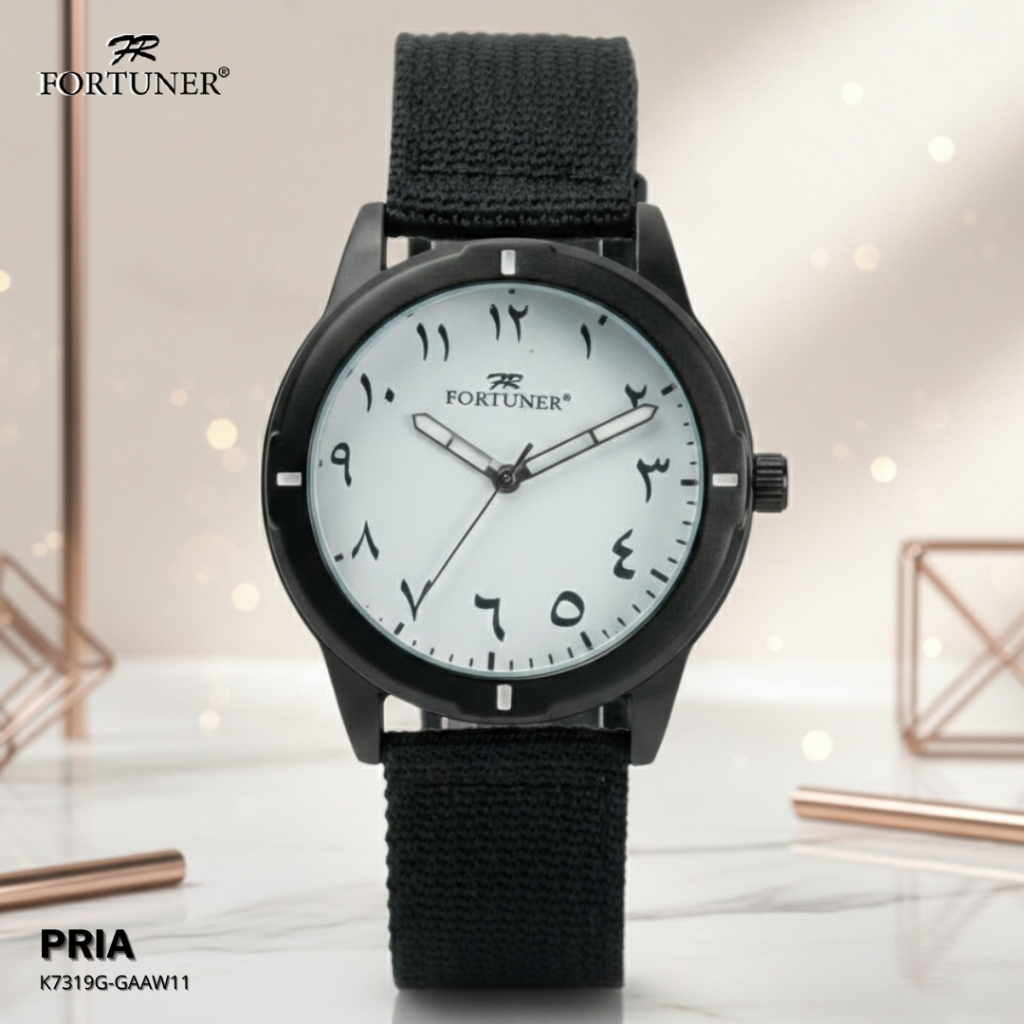 Fortuner Jam Tangan Pria Analog Angka Arab Tahan Air Kanvas Eman