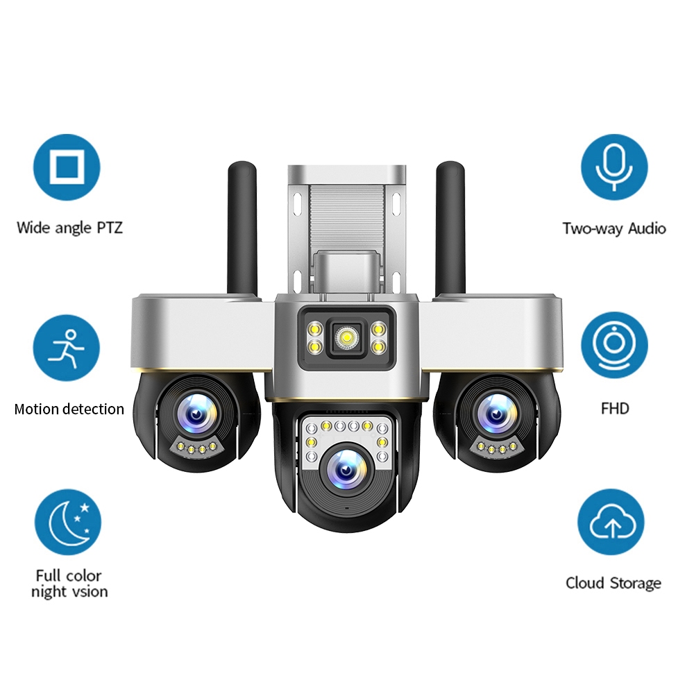 DOBEST CCTV V380 Pro 3 Lensa 4K 4G SIM Card & WiFi Solar Panel Outdoor - 3 Layar Pantau | Tanpa Kabe