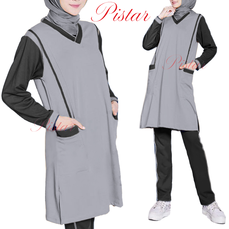 Baju Zumba Setelan Tunik Wanita Muslim Olahraga Senam Panjang JUMBO Muslimah Arab XL XXL XXXL PISTAR