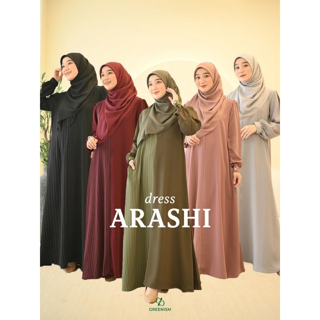 [READY]ARASHI DRESS BY GREENISM || DRESS WANITA TERBARU || GAMIS WANITA MUSLIMAH