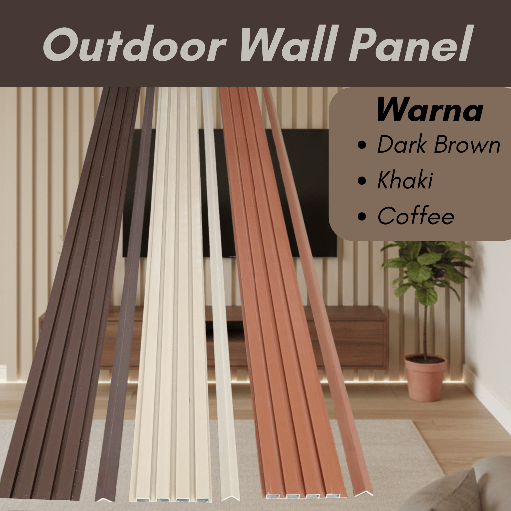 WPC Wallpanel Outdoor 290cm Wood Panel Eksterior Tahan Cuaca - Kisi Kisi Kayu Luar Ruangan Anti Sina