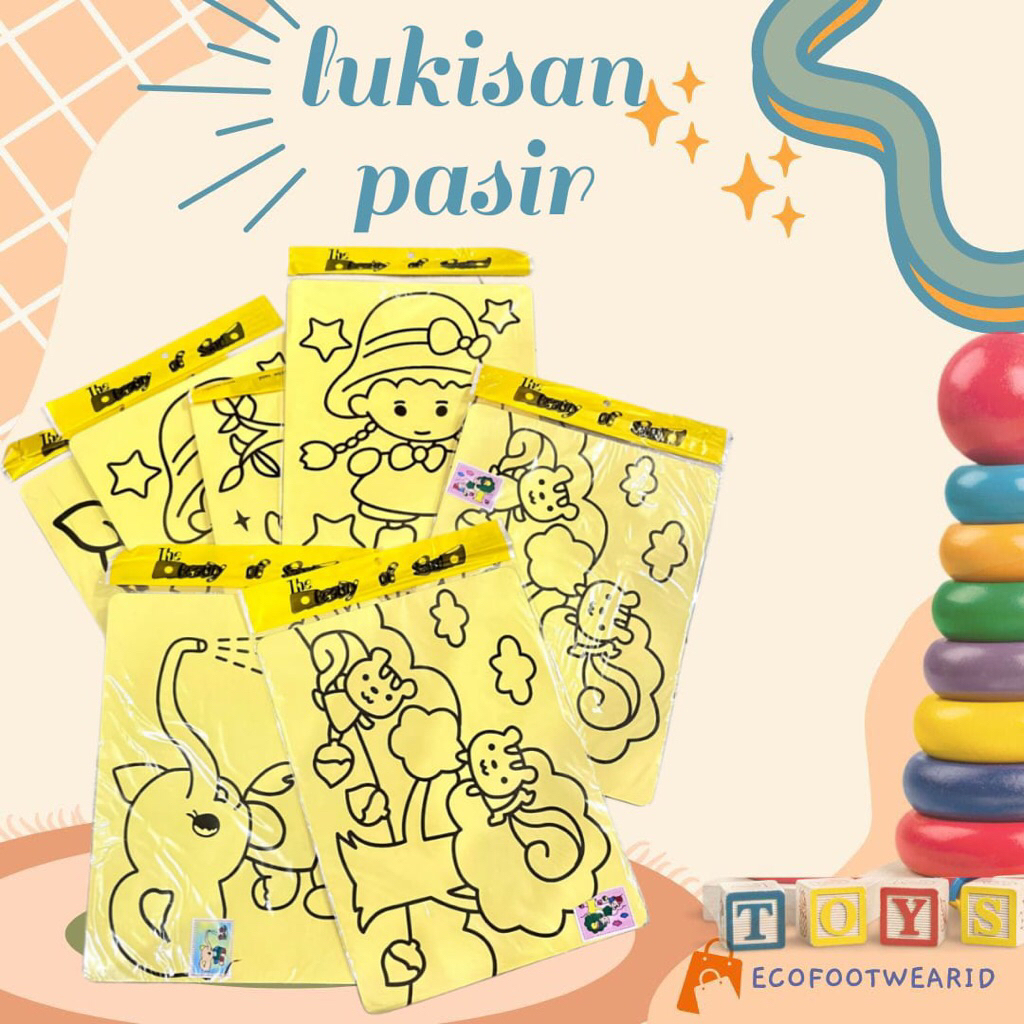 Kertas mewarnai per pcs melukis pasir ukuran besar mainan mewarnai pasir pasiran edukasi anak kertas
