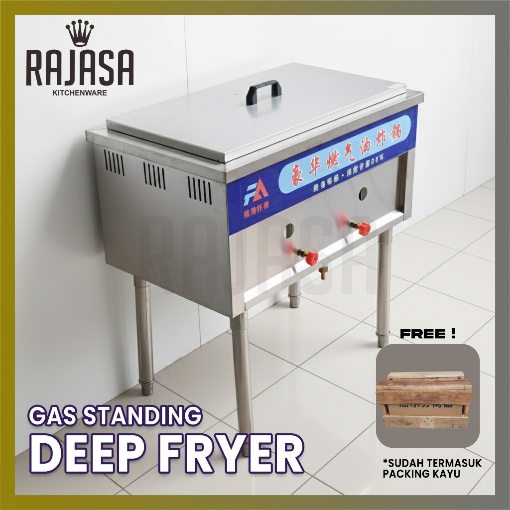 Gas Standing Fryer Stainless Steel 1 Tank Anti Karat INCLUDE PACKING KAYU | Mesin Deep Fryer Gas Sta