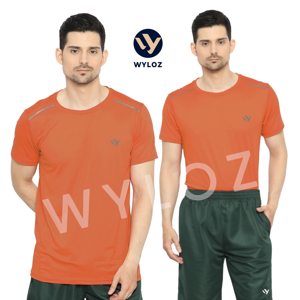 Wyloz Atasan Baju Kaos Olahraga Pria Lengan Pendek Jersey Training Sport Dry Fit Senam Gym Orange BT