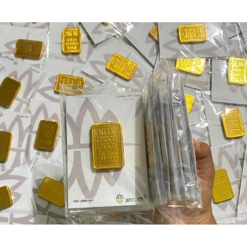 Coklat permen cokelat emas  ANTAM  untuk angpao Lebaran untuk anak goodie snack ulang tahun souvenir