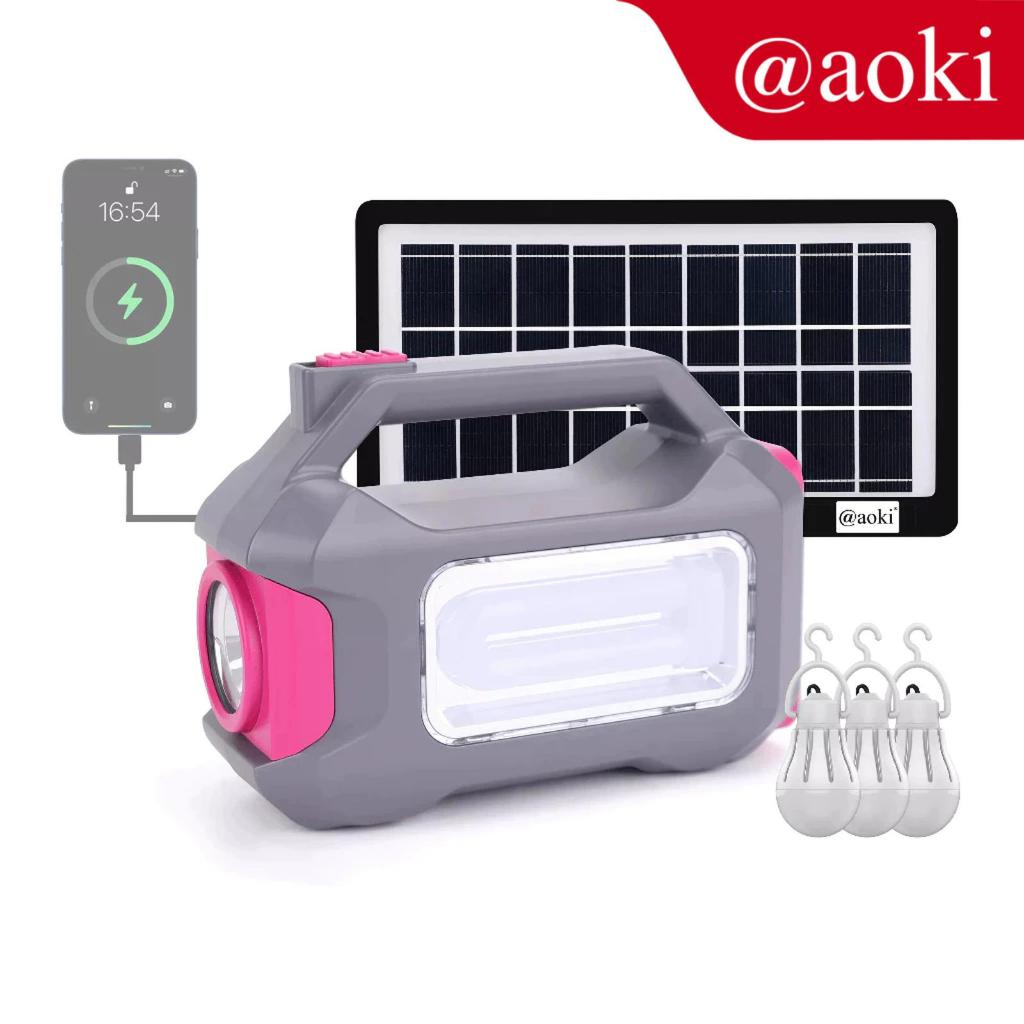 AOKI AK-1101 SOLAR LIGHTING MOBILE POWER SYSTEM 8000mAh POWER BANK MULTI FUNGSIAOKI AK-1101 SOLAR LI