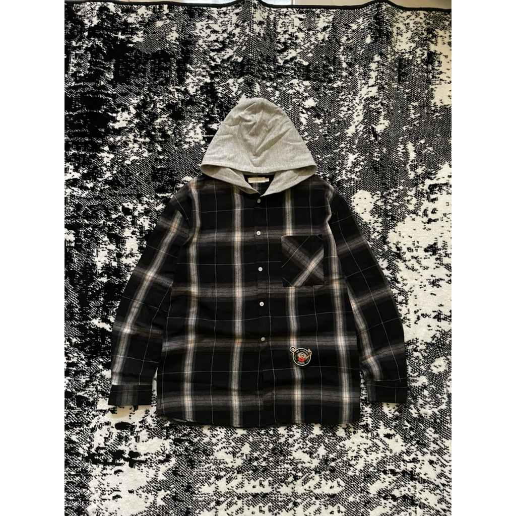 R Studio Outer Flannel Hoodie Shirt Size L