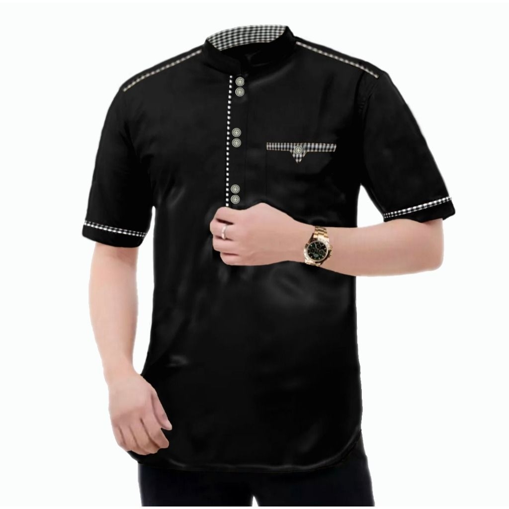 FAHIM - BAJU KOKO KURTA LENGAN TANGAN PENDEK SAKU KANTONG KATUN TOYOBO M L XL XXL JUMBO AYAH BAPAK M