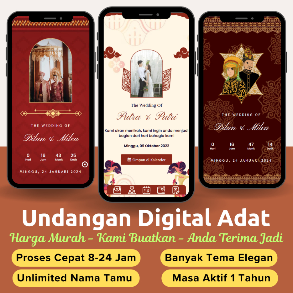 DIGITAL Undangan Web Pernikahan Tema Adat Jawa Batak Minang Aceh Interaktif | Undangan Online