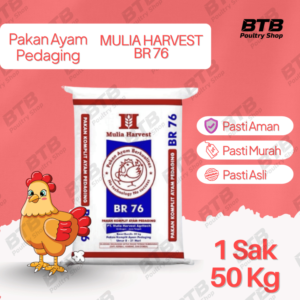 MULIA HARVEST BR 76 Pakan Ayam Pedaging Pur Ayam Pedaging 1 Sak 50Kg | Repack 30Kg 20Kg 10Kg