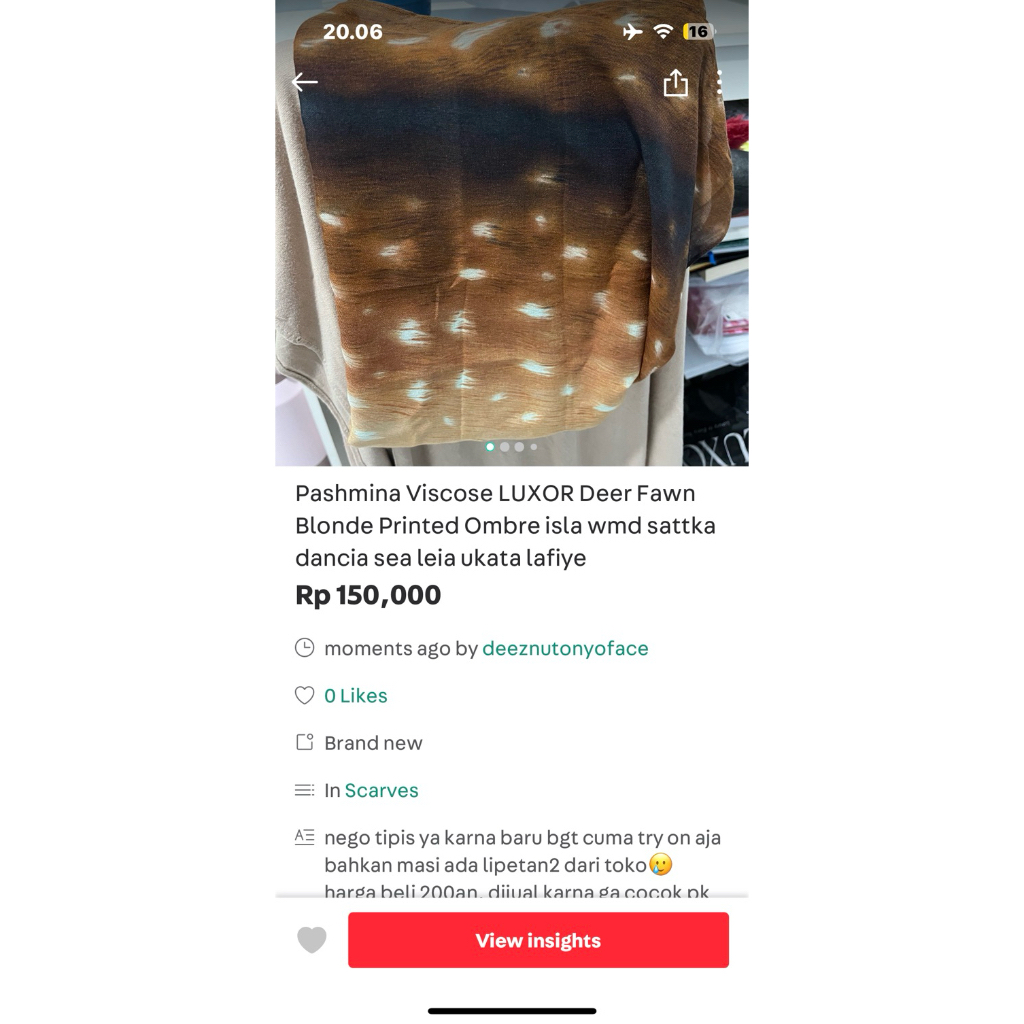 Pashmina Viscose Luxor Deer Fawn Blonde